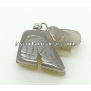 High Quality Natural Grey Agate Elephant Pendant Semi Precious Stone Pendant